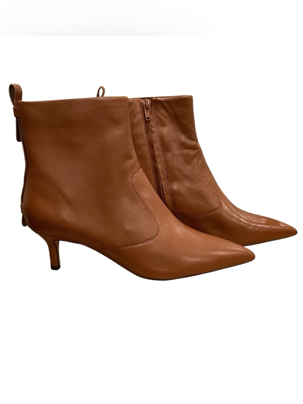 Franco Sarto Kura Women’s Pointed Toe Brown Leather Ankle Boots Size 9, NIB